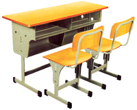 双人双层开口升降课桌椅
